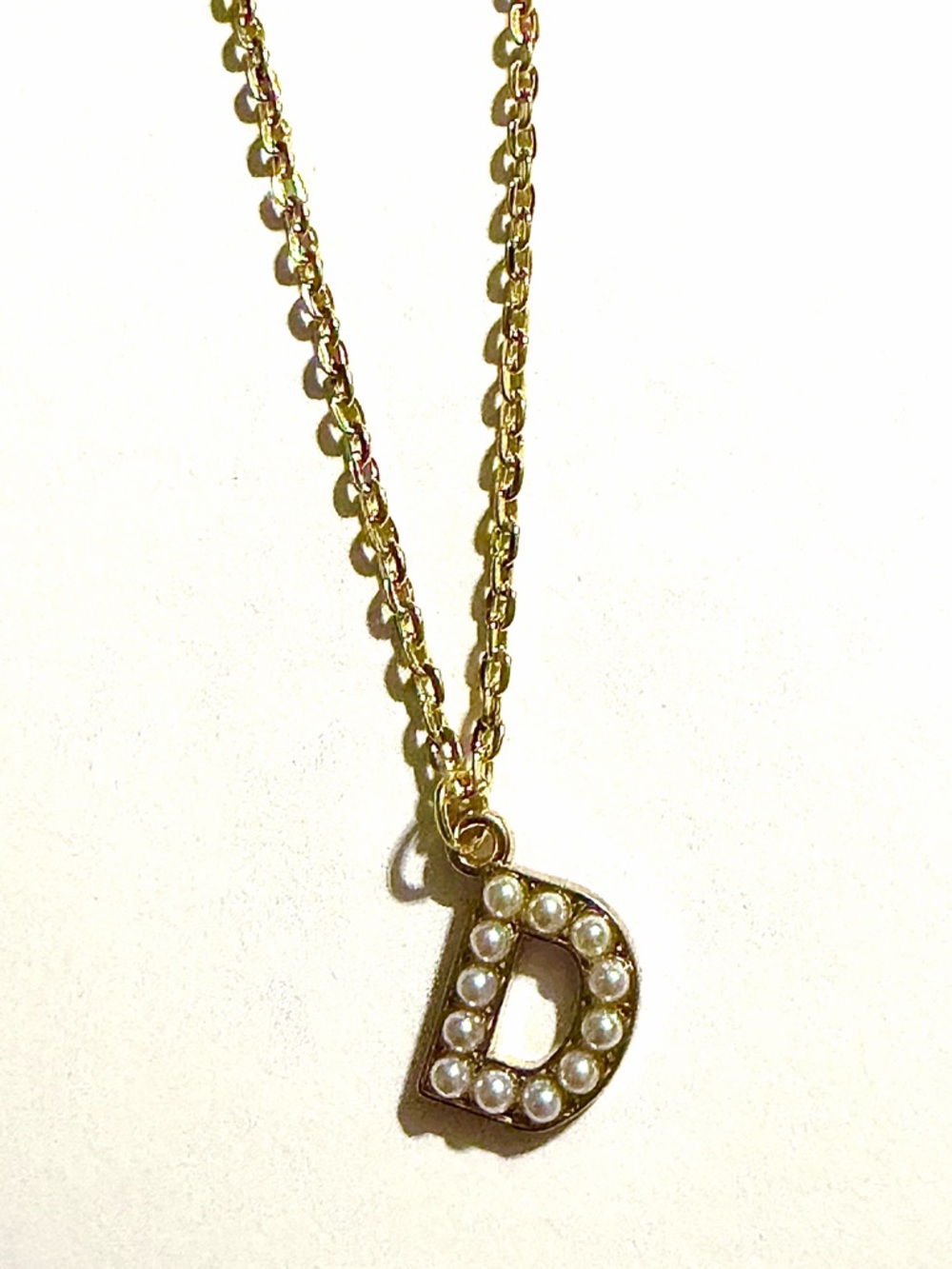 Letter D Pearl Gold Pendant Necklace